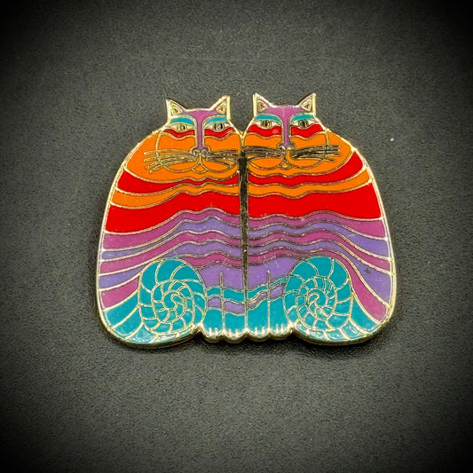 RARE Vintage 1987 Limited Edition Laurel Birch "Two Rainbow Cats" Pin/Brooch