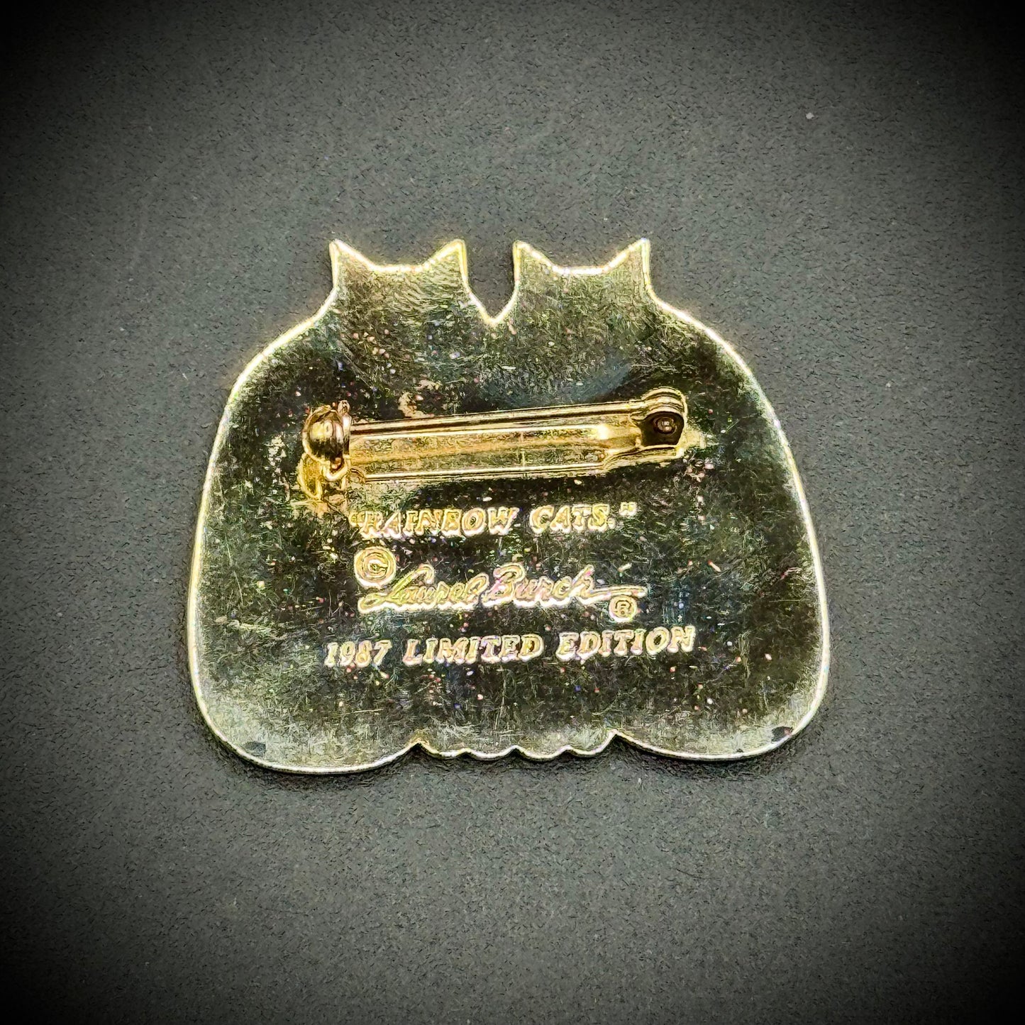 RARE Vintage 1987 Limited Edition Laurel Birch "Two Rainbow Cats" Pin/Brooch