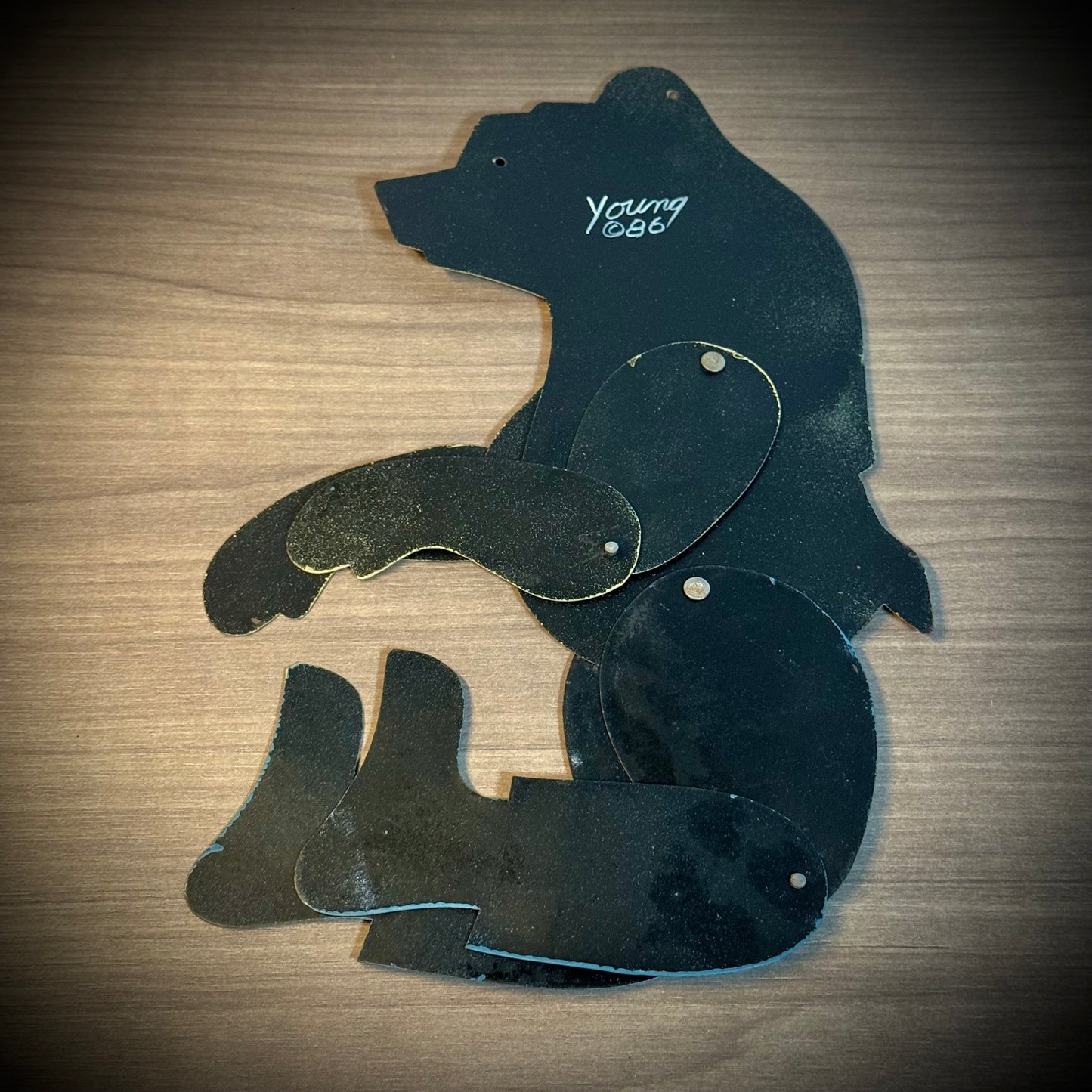 Vintage 1986 Artist Young Signed Articulating Metal Bear Wall Art