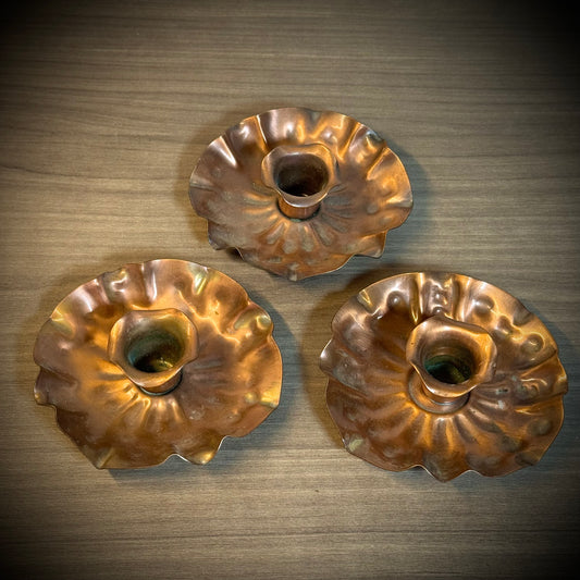 Set of 3 Vintage Gregorian USA Copper Candleholders