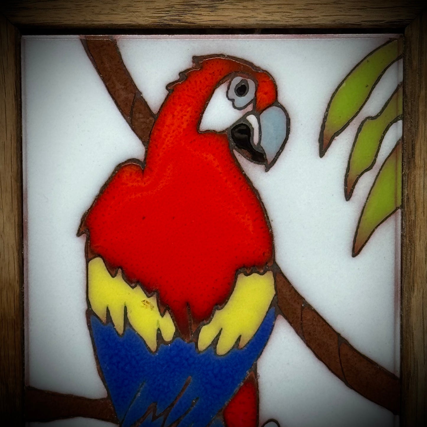 Hand Glazed Parrot Art Caprichio Tile