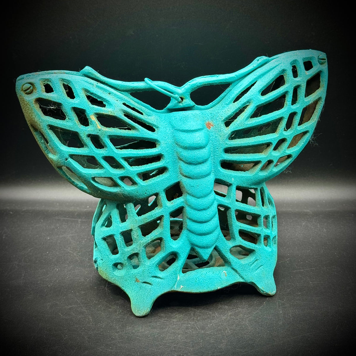 RARE Vintage 1950s Cast Iron Monarch Butterfly Lantern