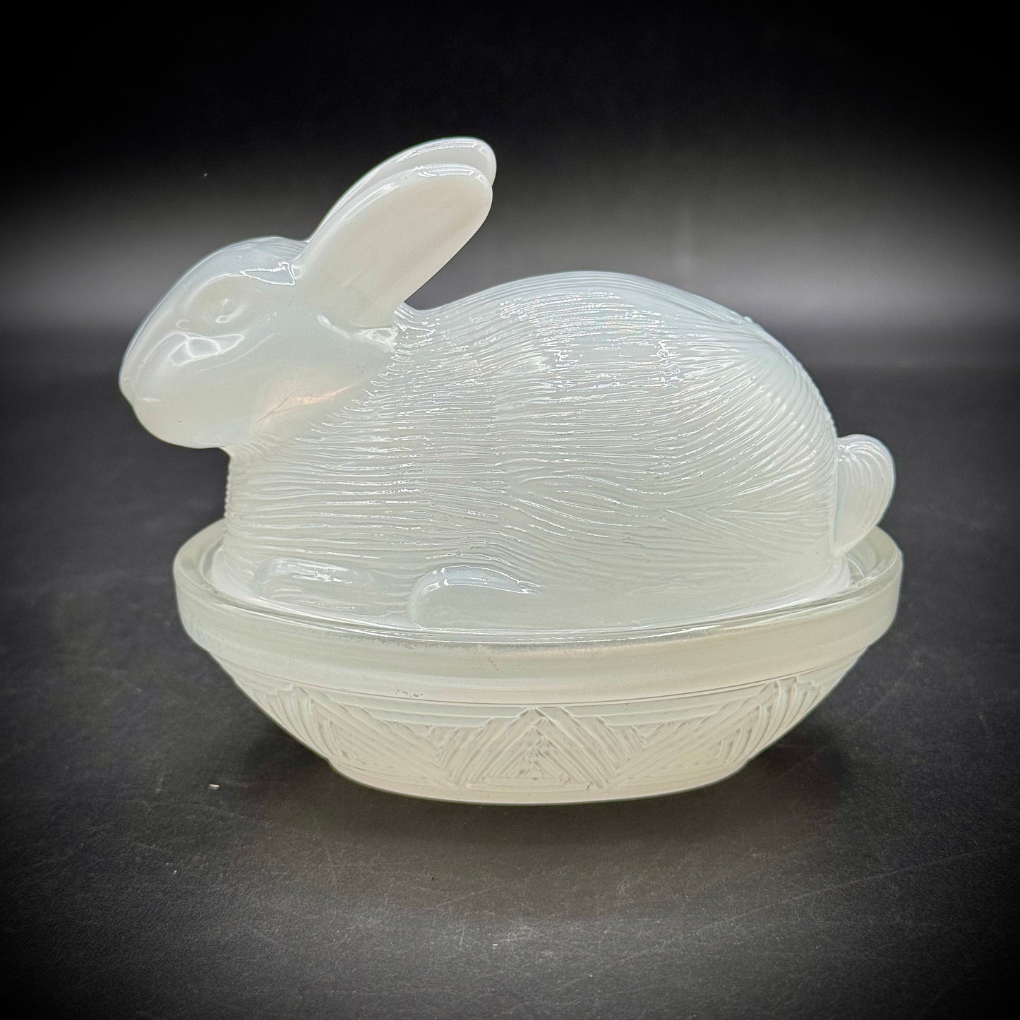Vintage Opaque Milk Glass Bunny on Nest