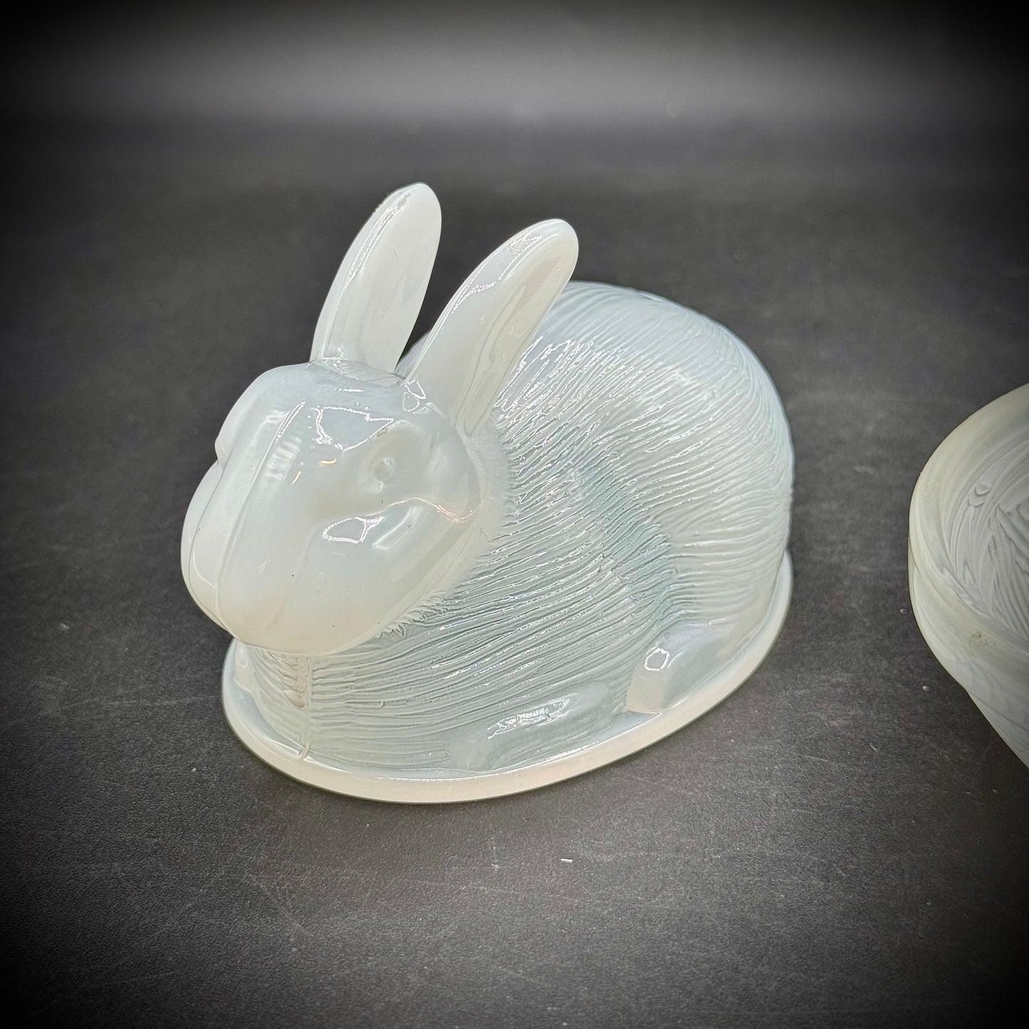 Vintage Opaque Milk Glass Bunny on Nest