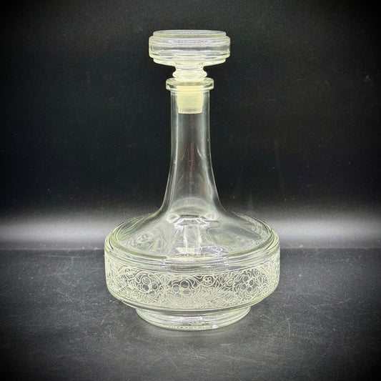 Vintage Belgium Etched Lidded Decanter