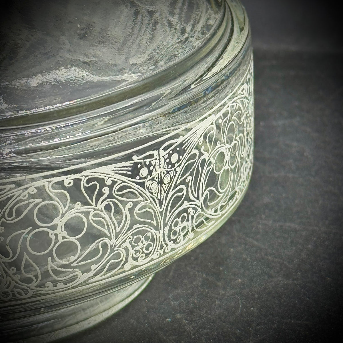 Vintage Belgium Etched Lidded Decanter
