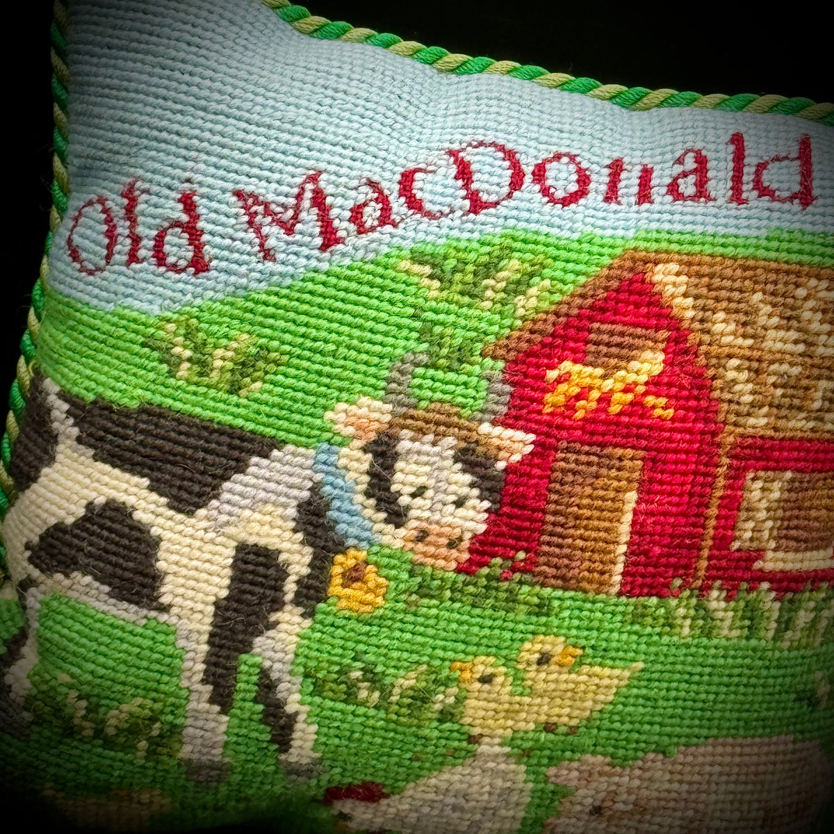 Old MacDonald's Farm Needlepoint Pillow