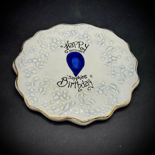 Blue Sky September Sapphire Birthday Plaque