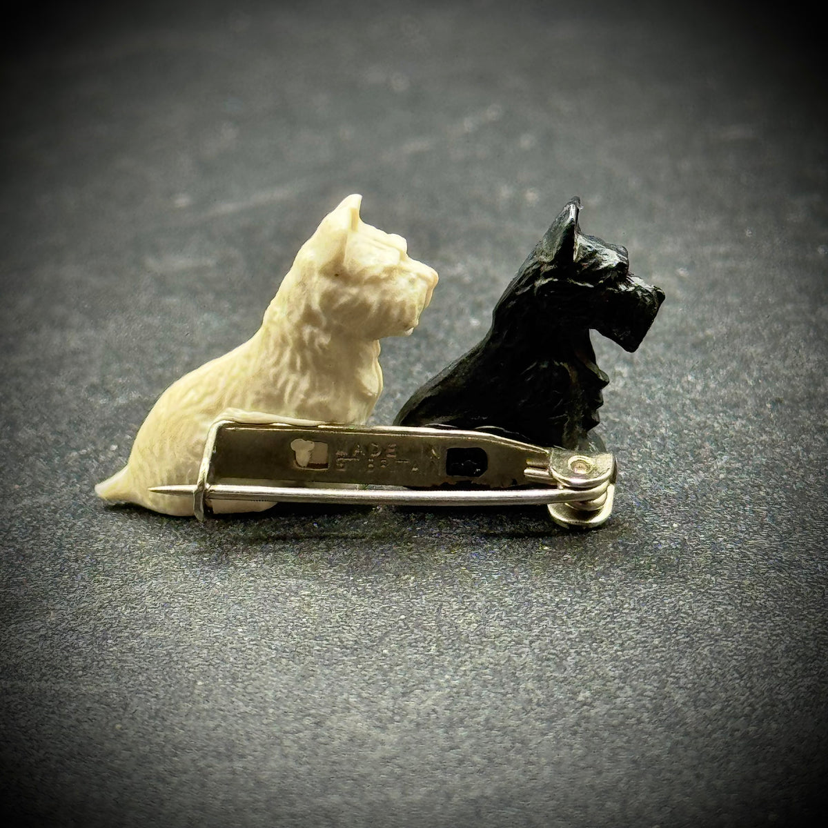 Vintage Two Scottie Dog Brooch - Made in Great Britain