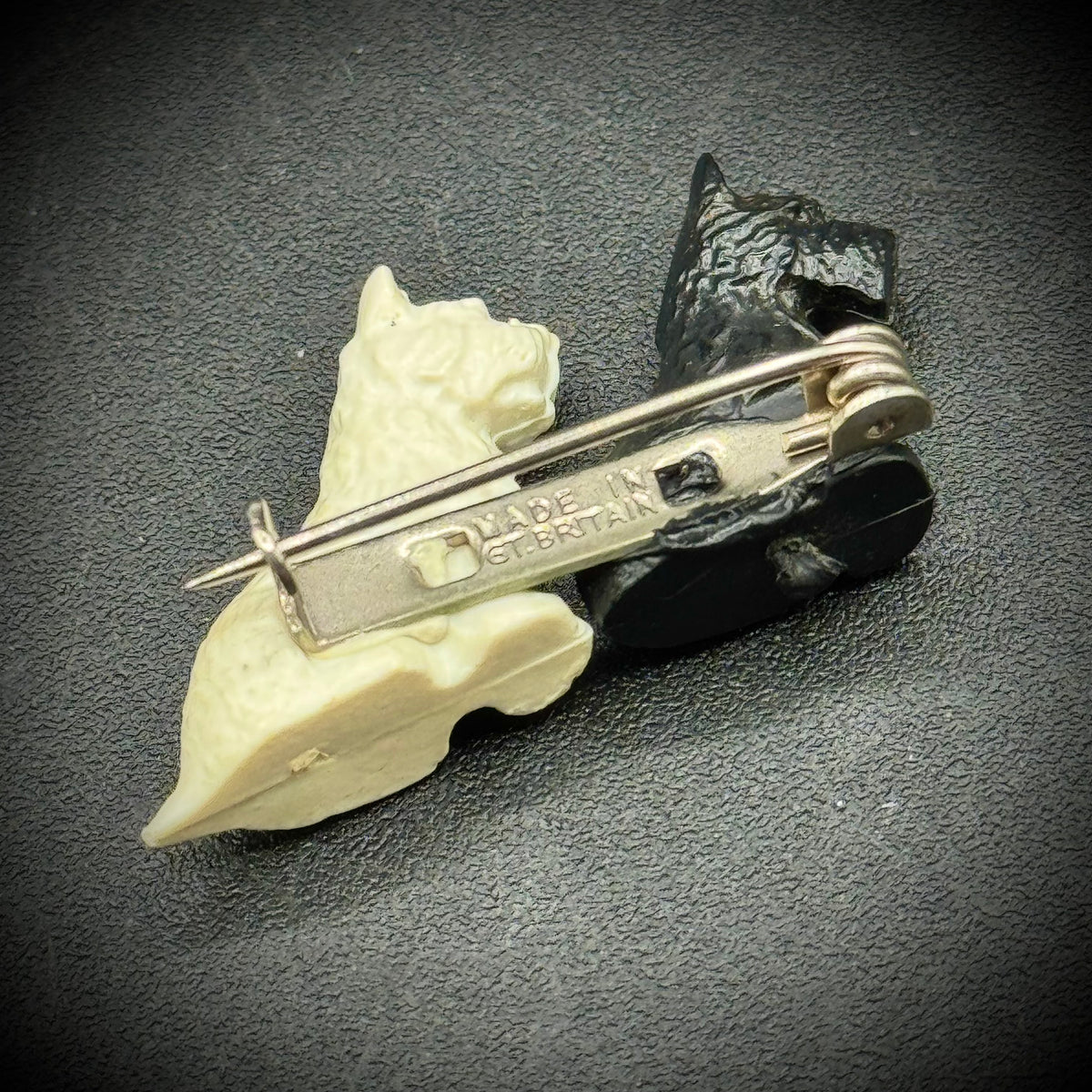 Vintage Two Scottie Dog Brooch - Made in Great Britain