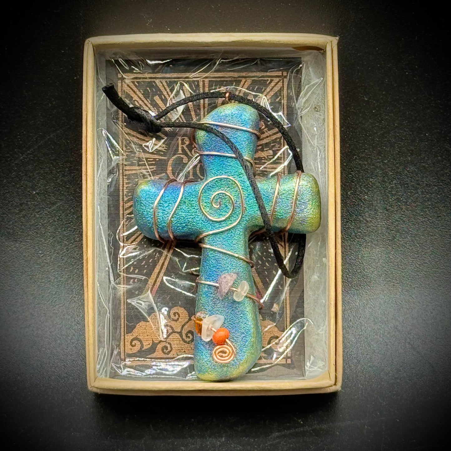 Artist Jeremy Diller Signed Raku Pottery Cross