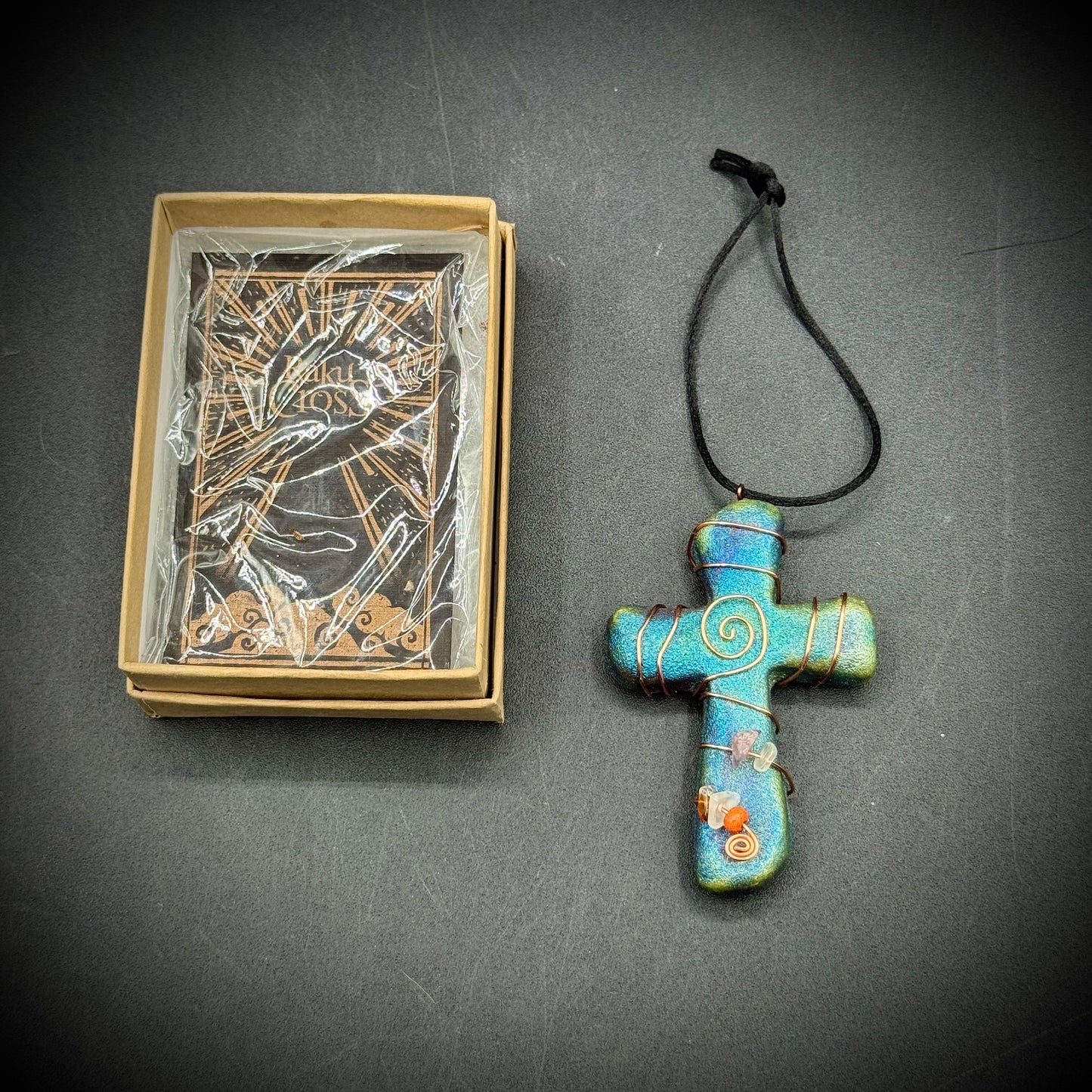 Artist Jeremy Diller Signed Raku Pottery Cross