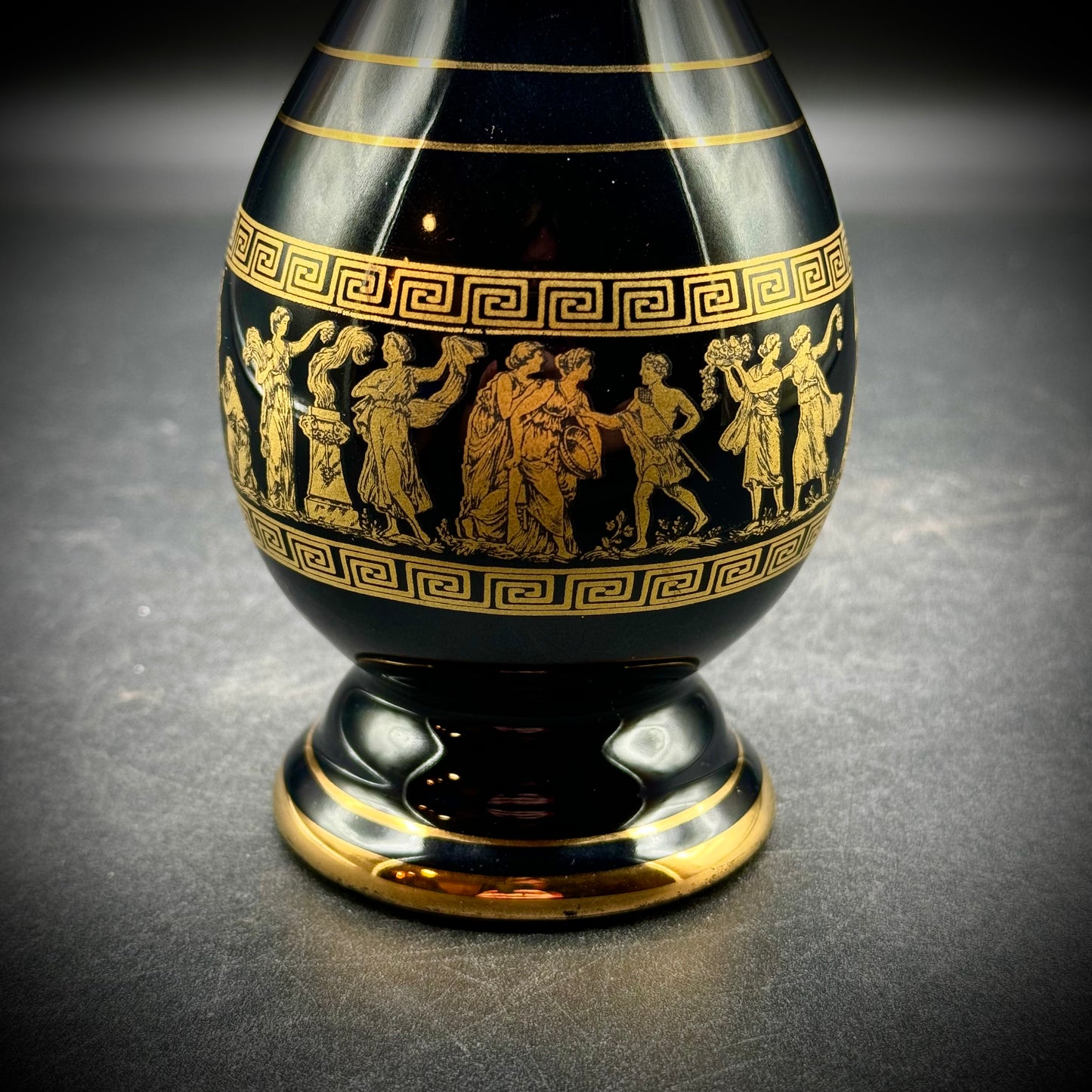 Hand Made in Greece Ancient Style Vase w/24k Gold Accents