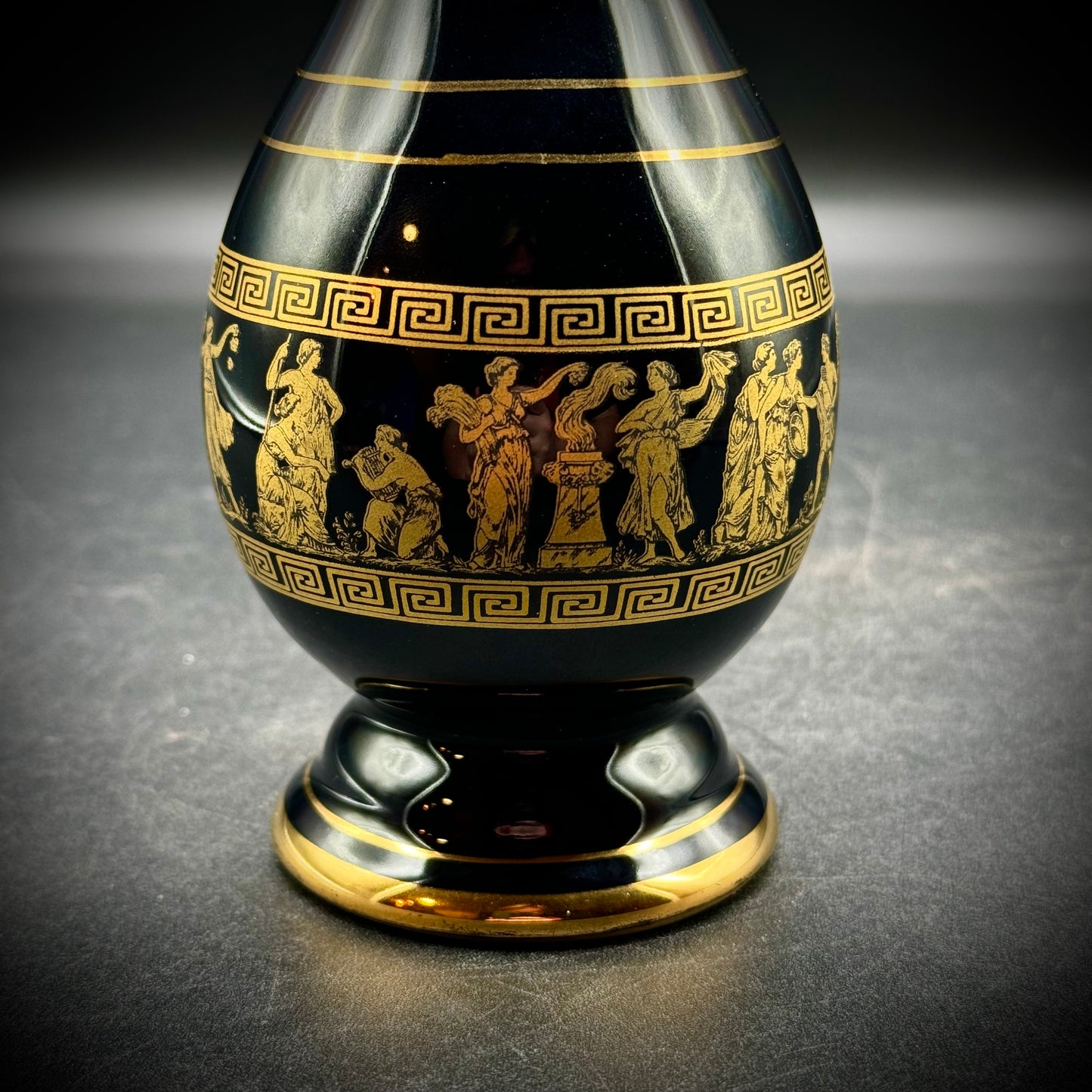 Hand Made in Greece Ancient Style Vase w/24k Gold Accents