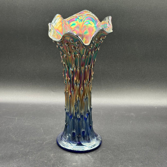 Vintage Fenton Oil Slick Carnival Glass Tree Trunk Swung Vase
