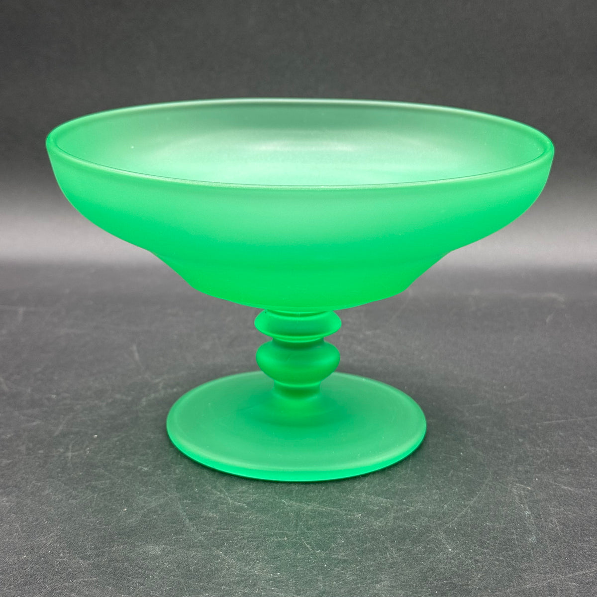 Vintage Tiffin Satin Uranium Glass Pedestal Compote