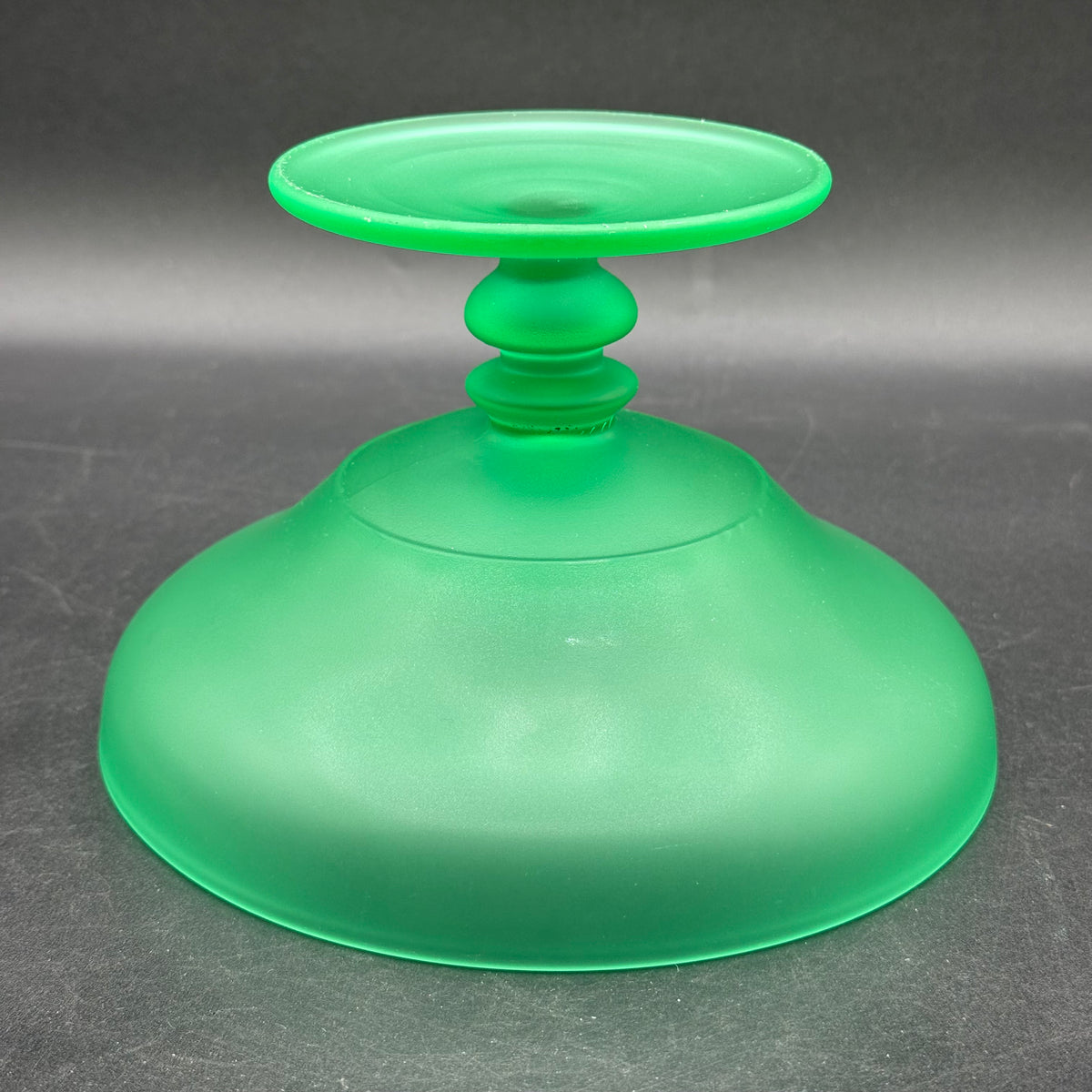 Vintage Tiffin Satin Uranium Glass Pedestal Compote