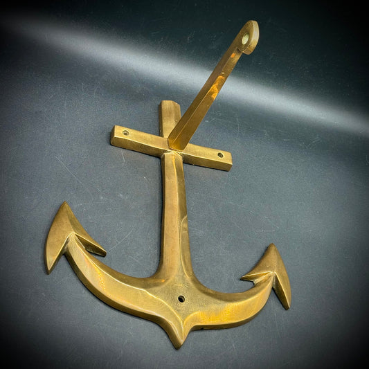 Vintage 1970s Brass Nautical Anchor Wall Hanger