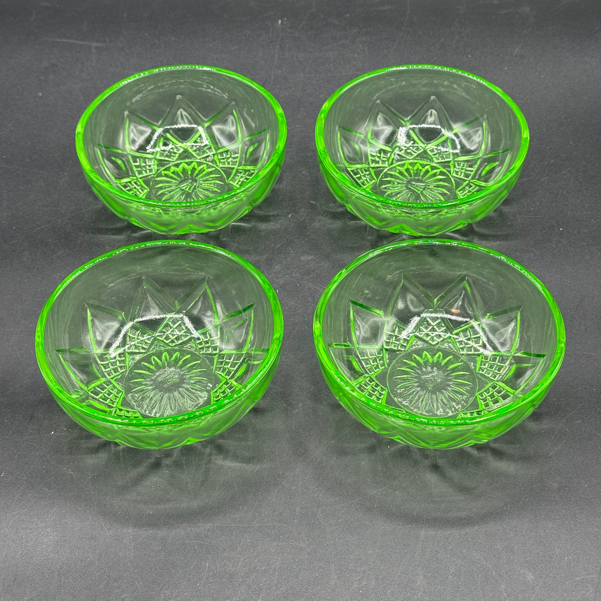 Set of 4 Vintage Anchor Hocking Uranium Glass Bowls #2