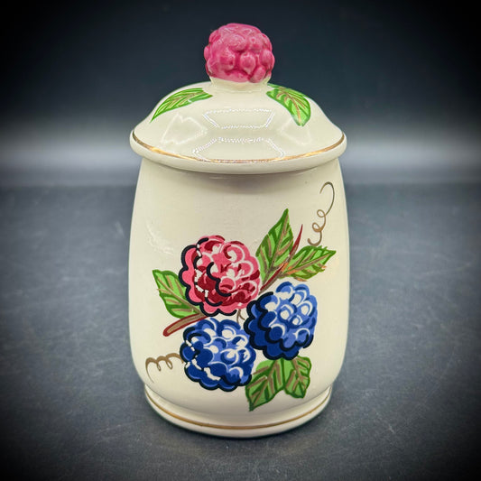 Vintage 1970s Knott's Berry Farm Hand Painted Lidded Jam Jar