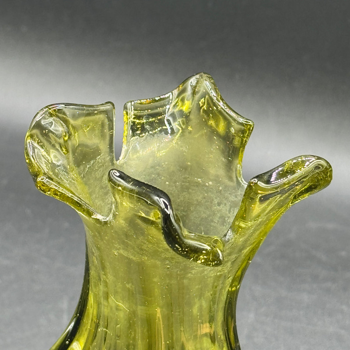 Vintage Avocado Green Small Swung Vase