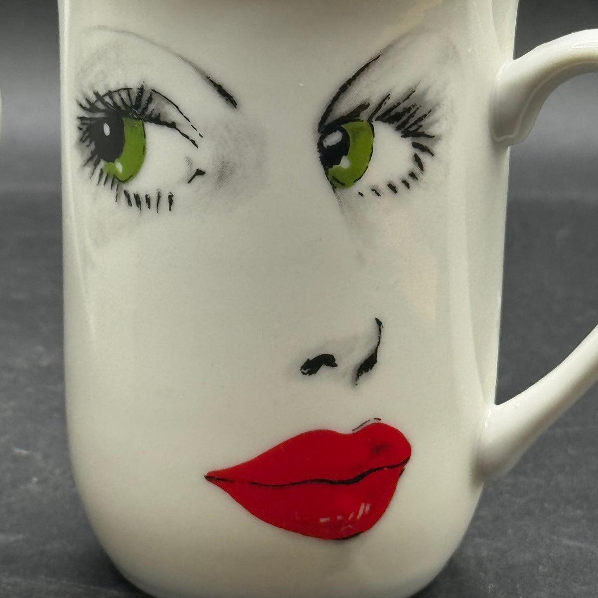 Pair of RARE Vintage 1970s Foxy Lady Face Cups
