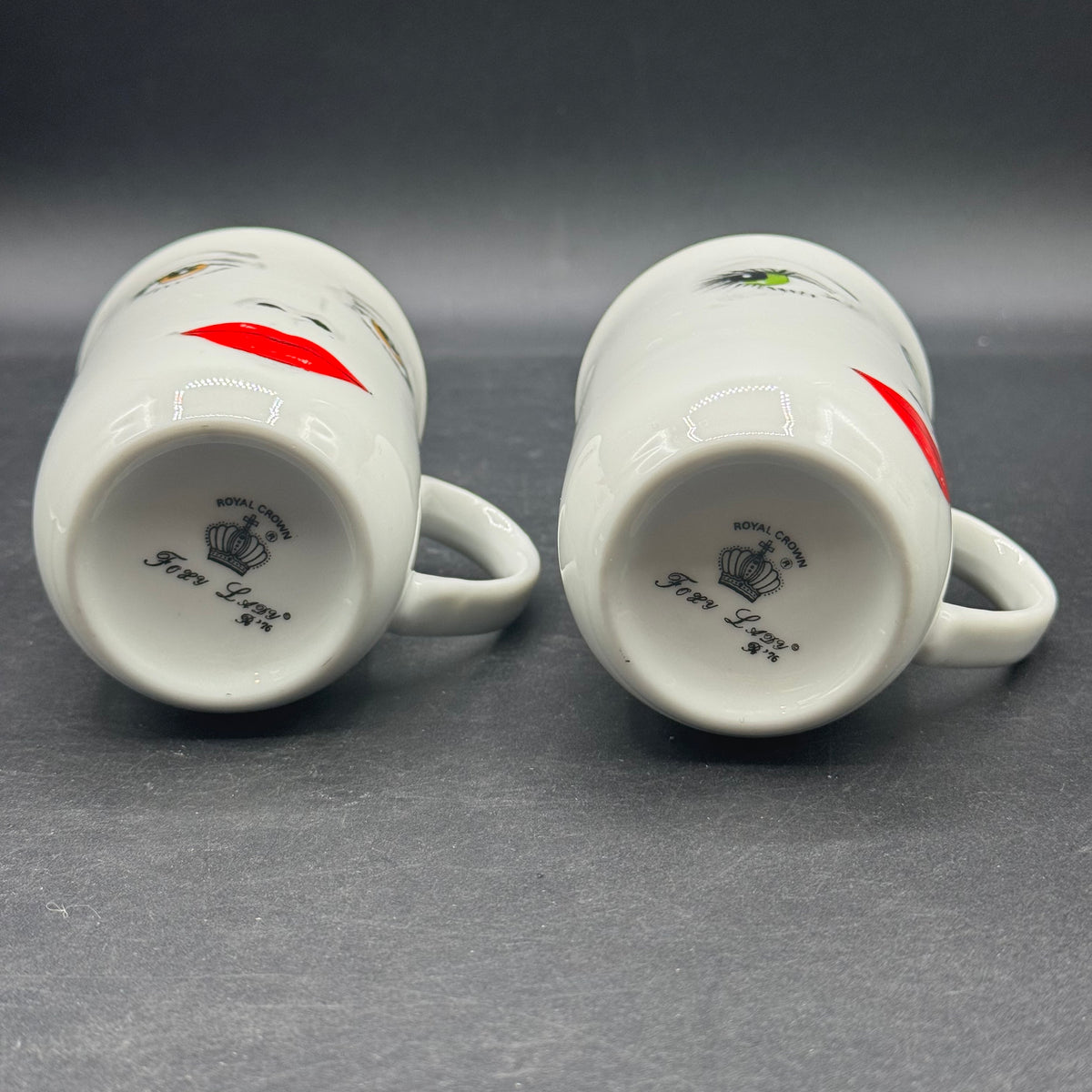 Pair of RARE Vintage 1970s Foxy Lady Face Cups