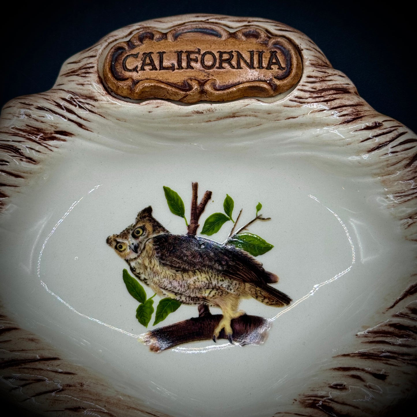 Vintage Treasure Craft California Owl Dish