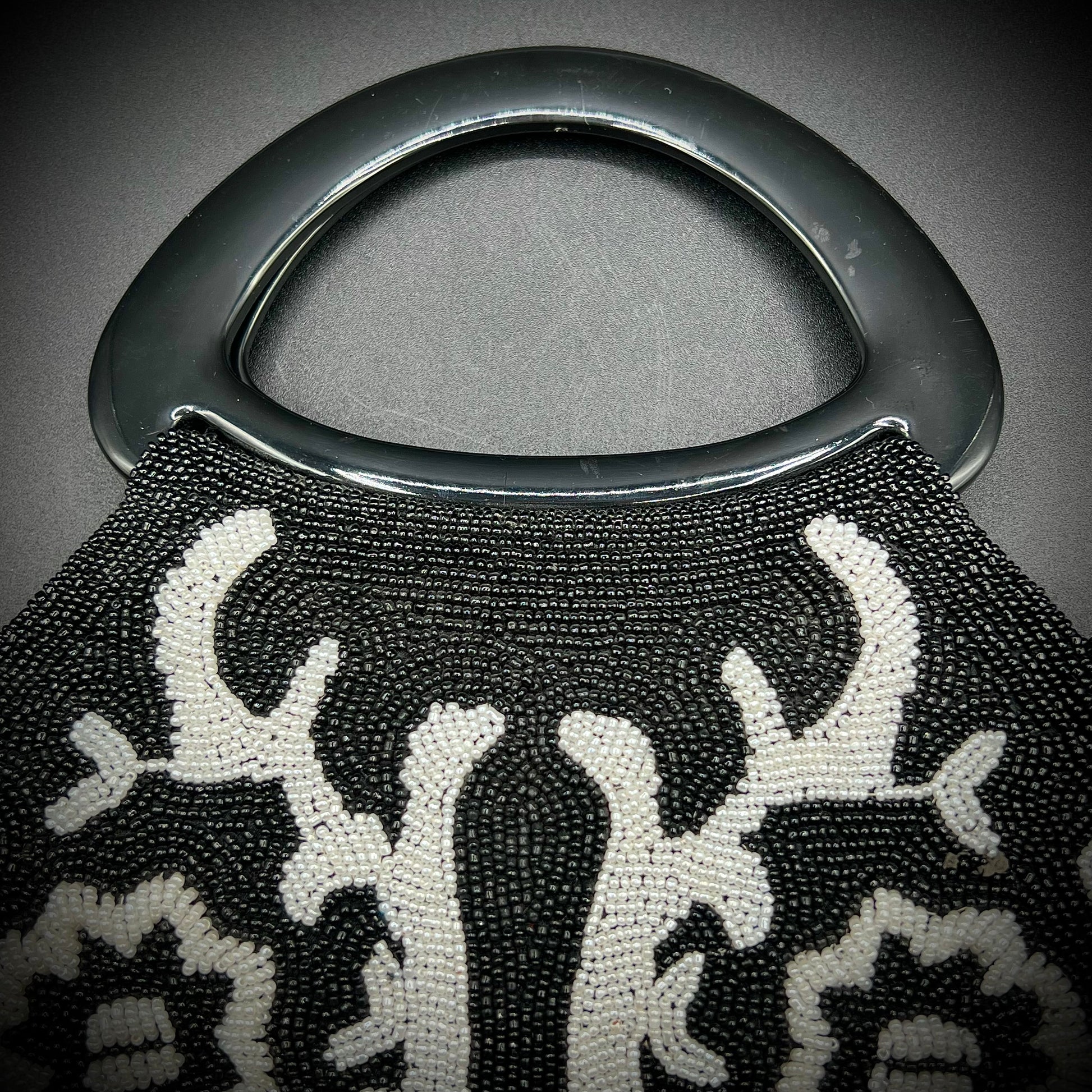 Heavy Beaded Ornate Black & White Purse Picker Road Boutique