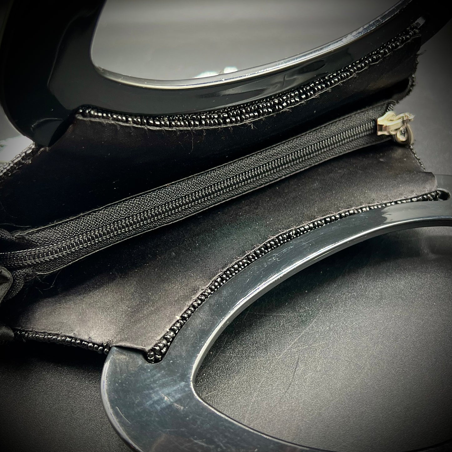 Heavy Beaded Ornate Black & White Purse Picker Road Boutique