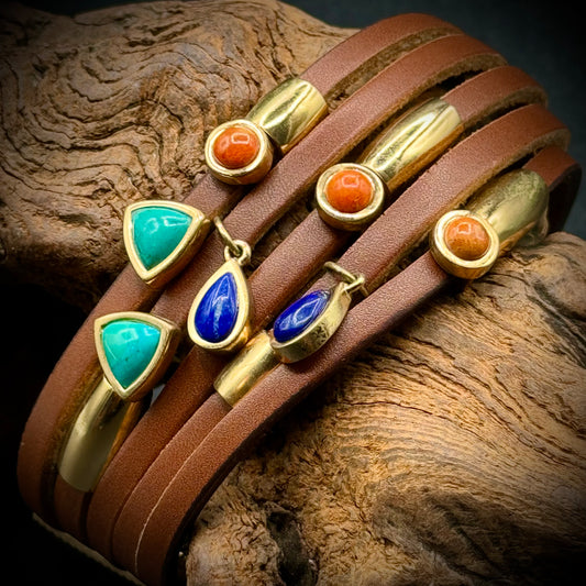 Studio Barse Leather Multi-Stone Bracelet