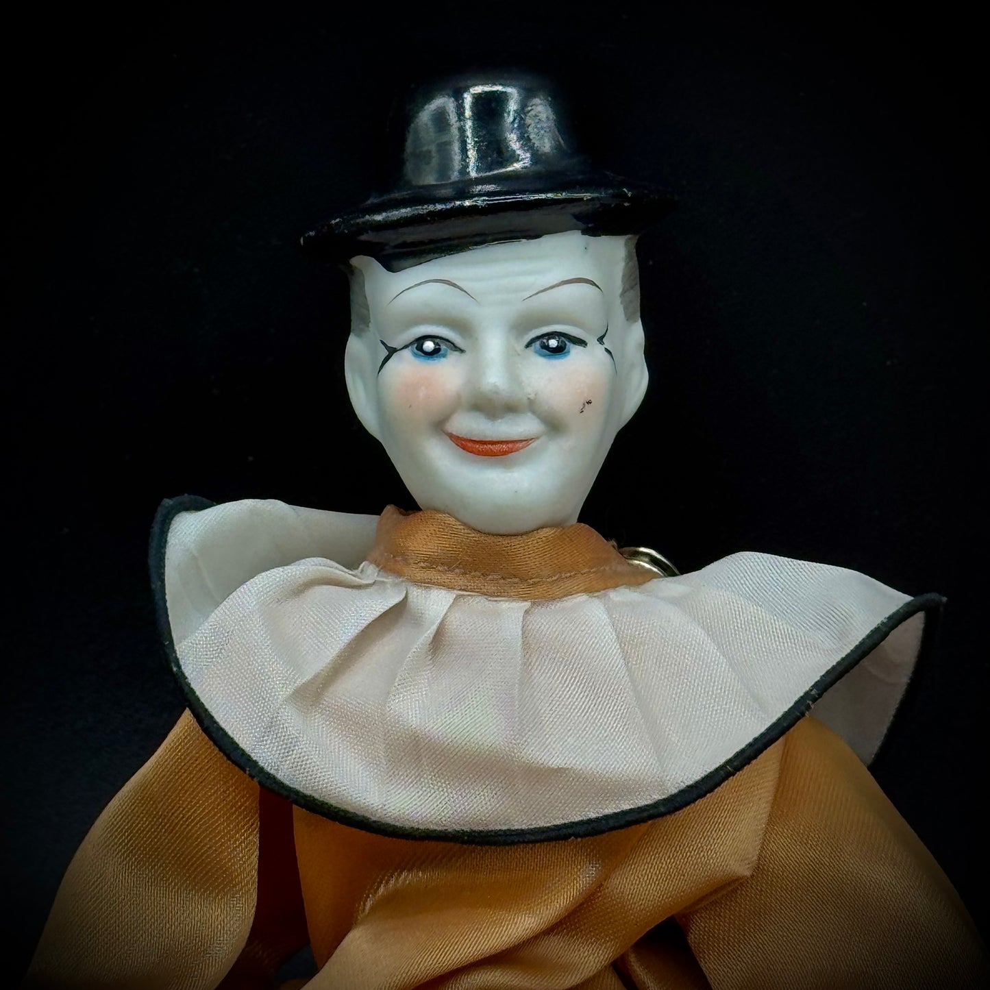 Vintage Laurel & Hardy Clown/Jester Bisque Porcelain Dolls