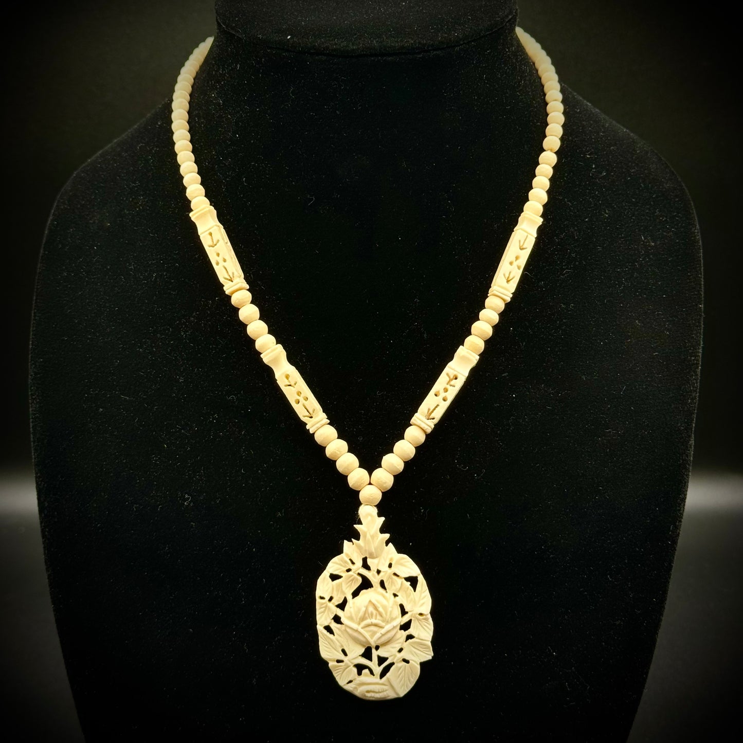 Intricate Caved Bone Necklace