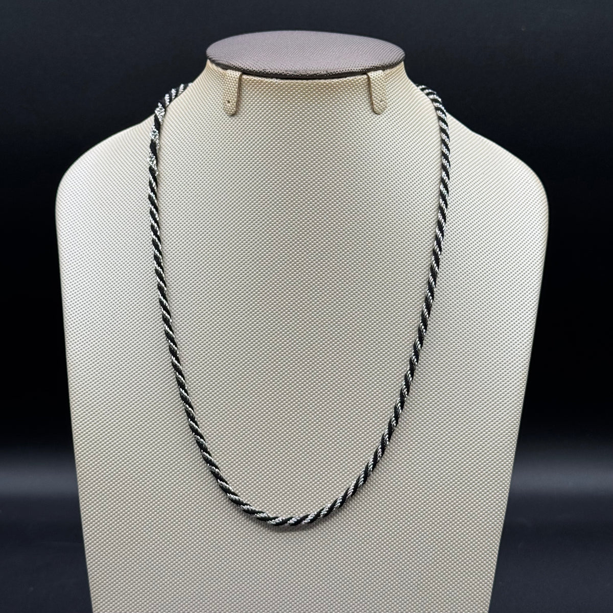 Vintage Trifari Silver & Metal Braided Rope Necklace