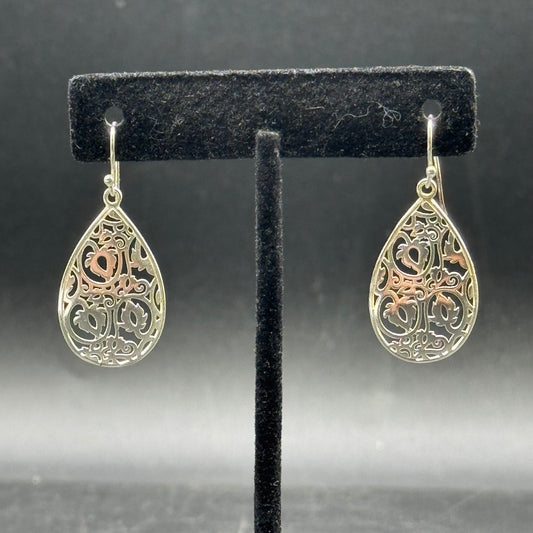 Sterling Silver .925 Filigree Teardrop Earrings