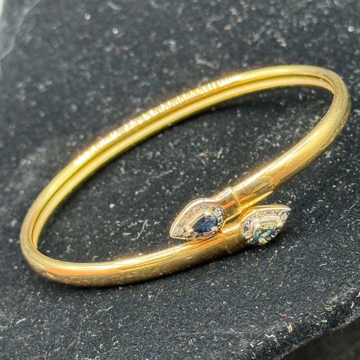 14k Gold Bangle Bracelet with Sapphires & Diamonds