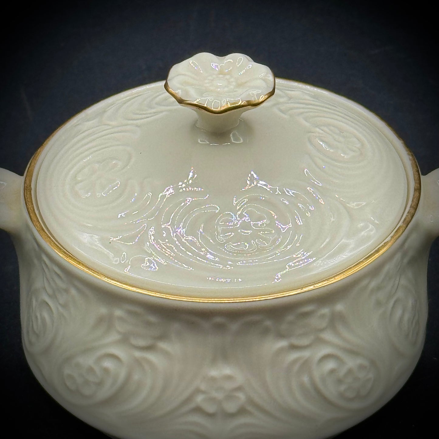 Vintage Lenox Country Flowers Lidded Sugar Bowl