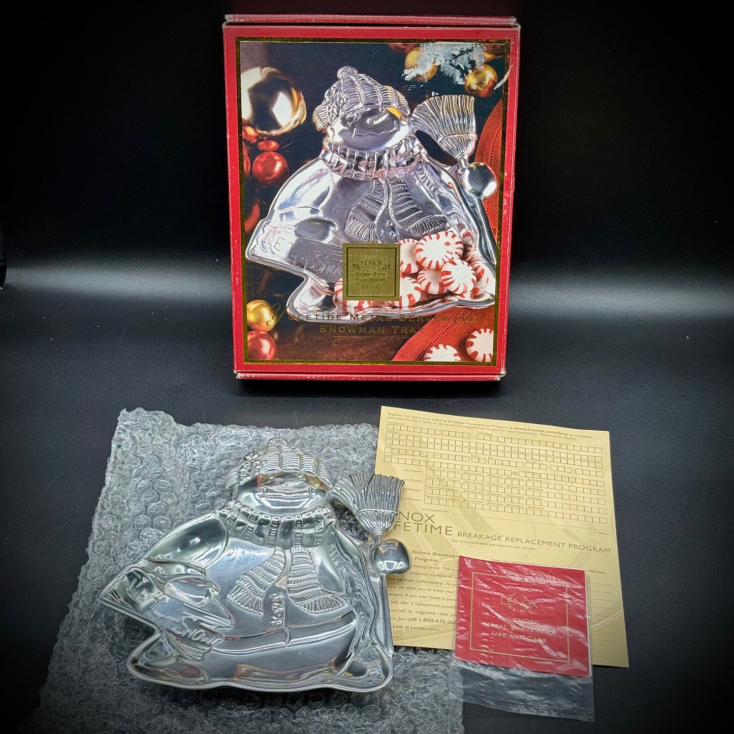 Lenox Yuletide Snowman Tray - New in Box