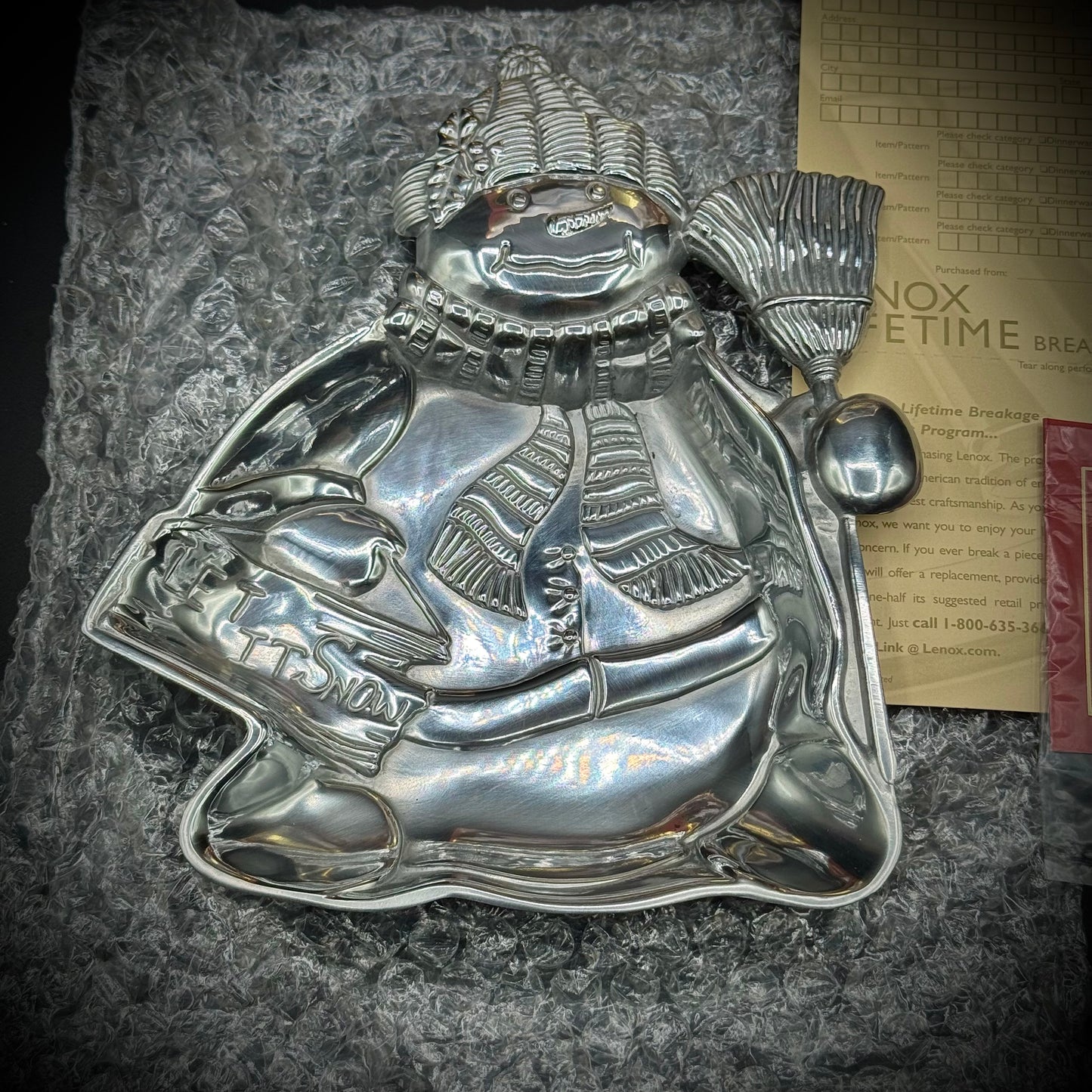 Lenox Yuletide Snowman Tray - New in Box