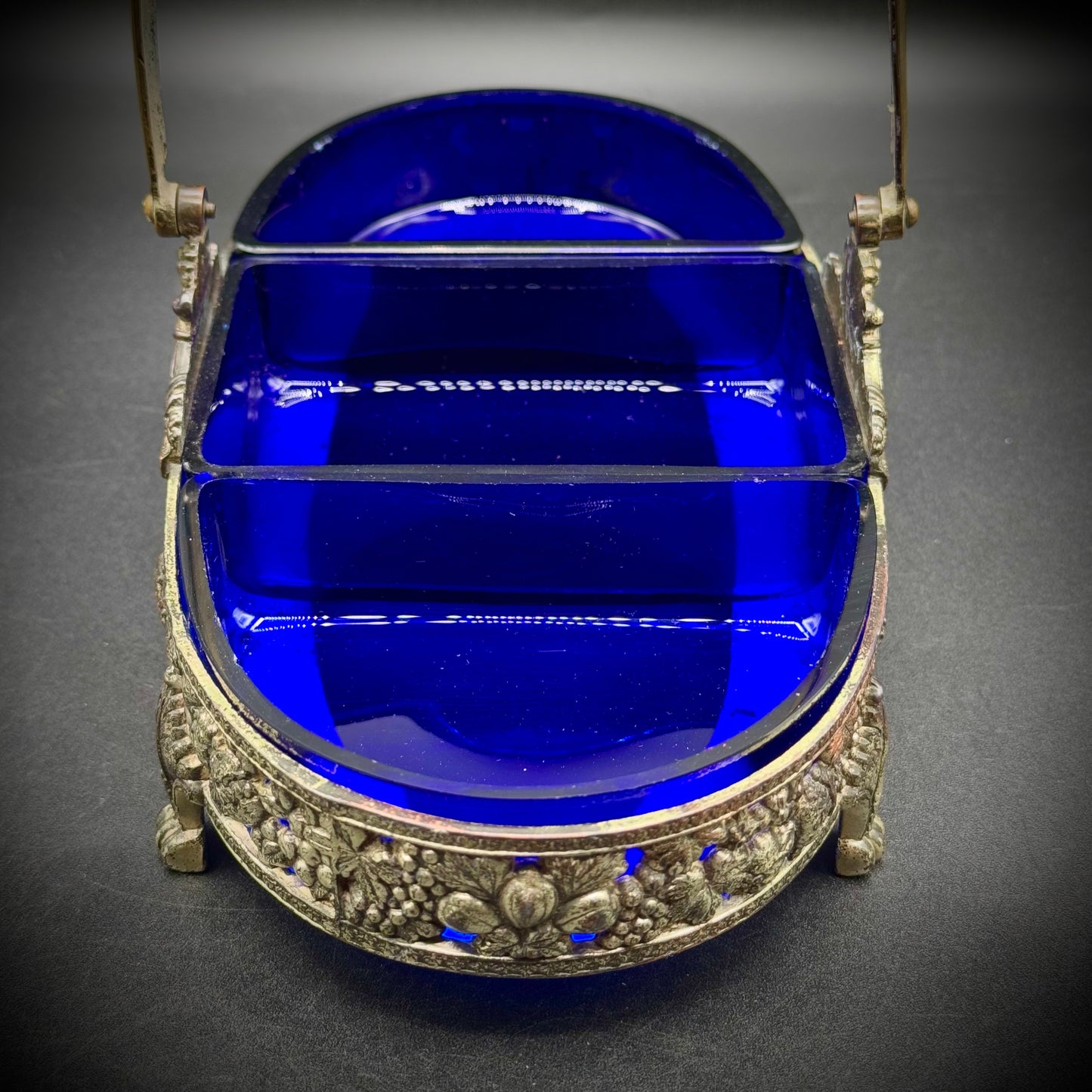 Vintage Cobalt Blue Footed Jardinier