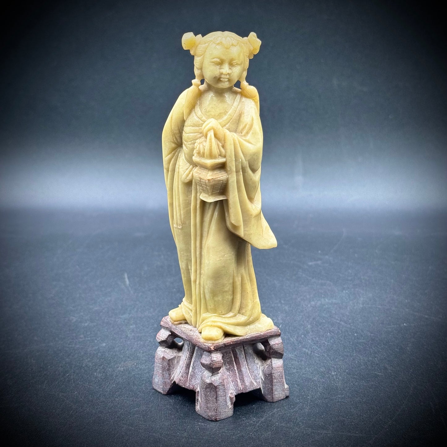 Vintage Carved Soapstone Quan Yin Guanyin Statue