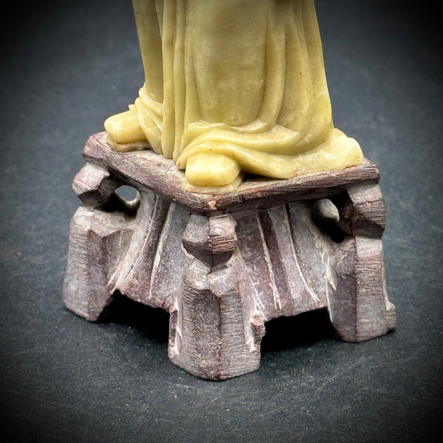 Vintage Carved Soapstone Quan Yin Guanyin Statue