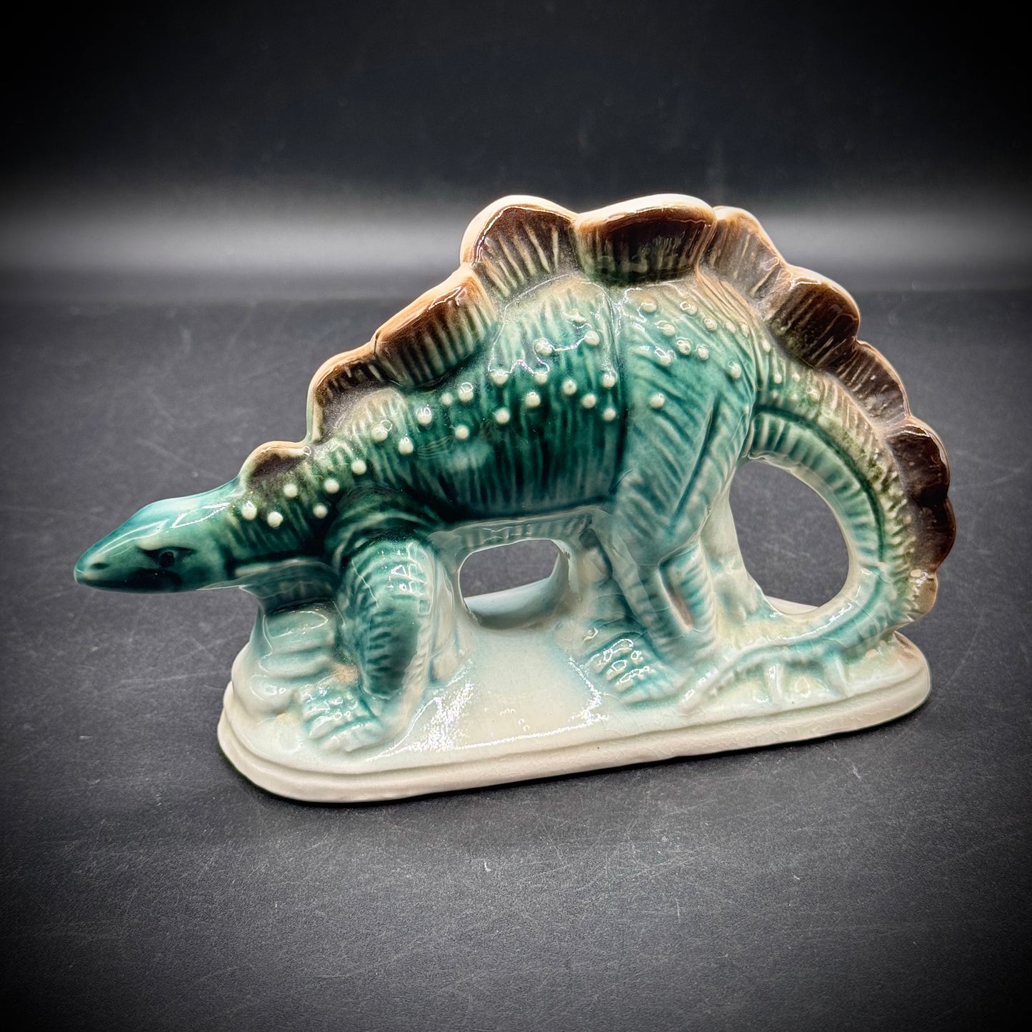 Vintage Ceramic Stegosaurus Dinosaur Sculpture - Made in Brazil