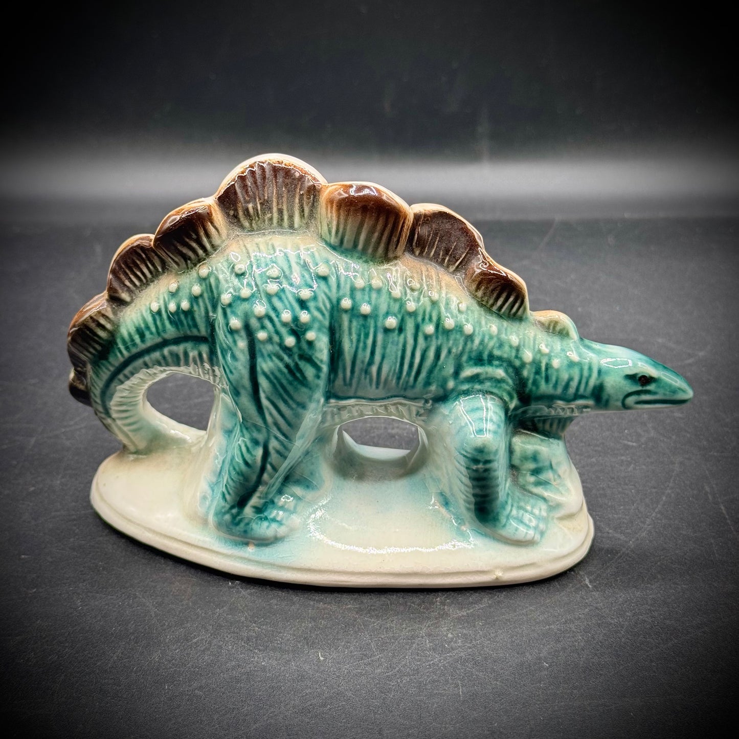 Vintage Ceramic Stegosaurus Dinosaur Sculpture - Made in Brazil