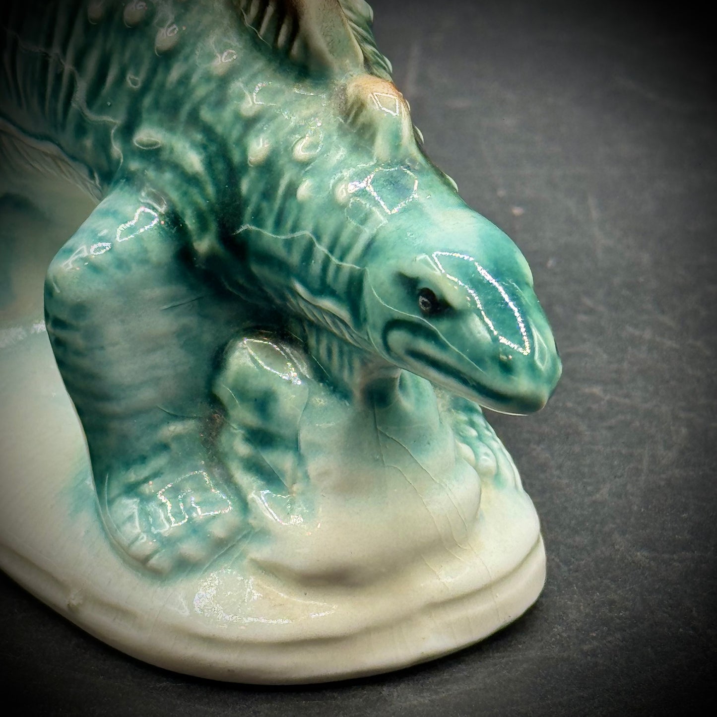 Vintage Ceramic Stegosaurus Dinosaur Sculpture - Made in Brazil