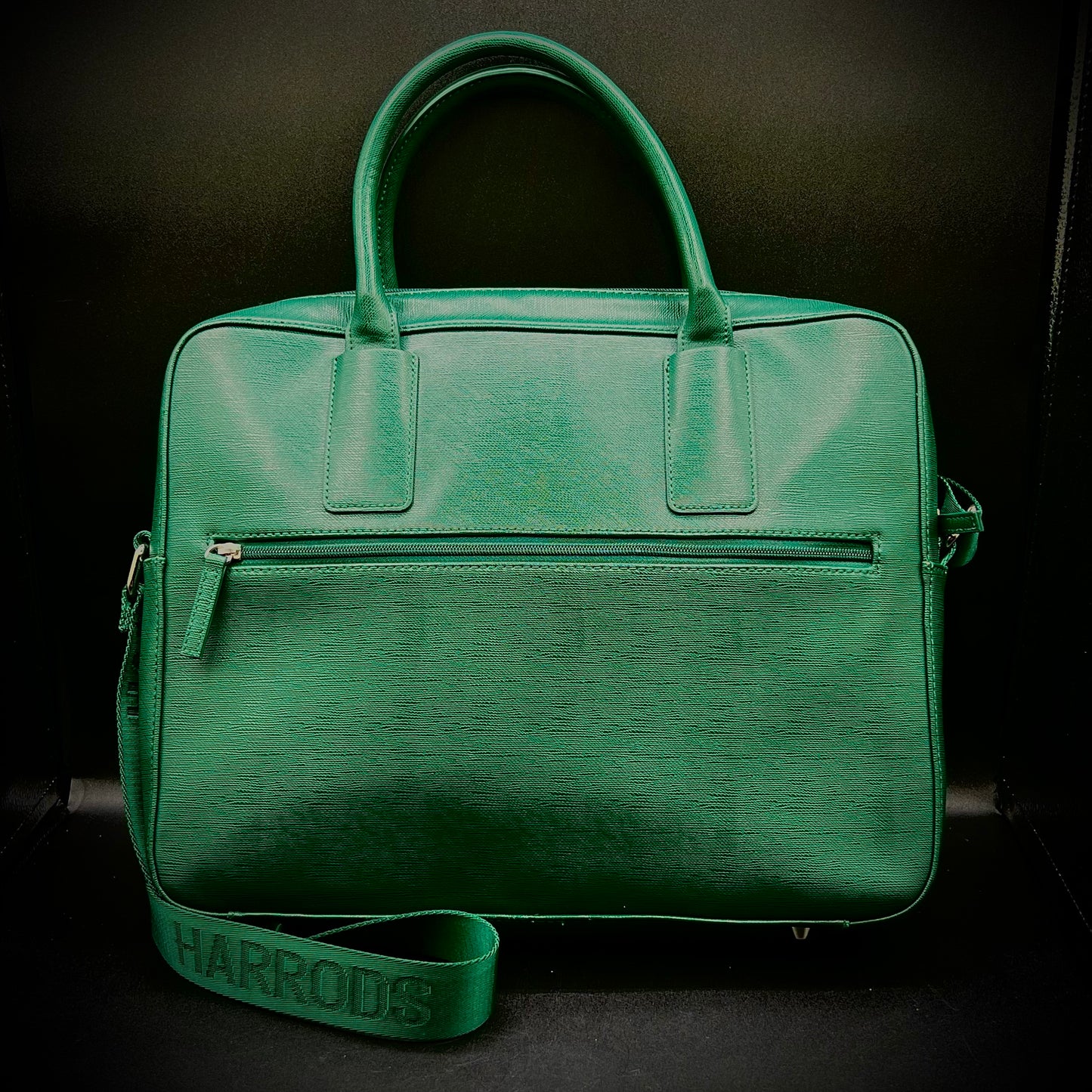 Harrods of London Signature Green Bag w/Handles & Strap