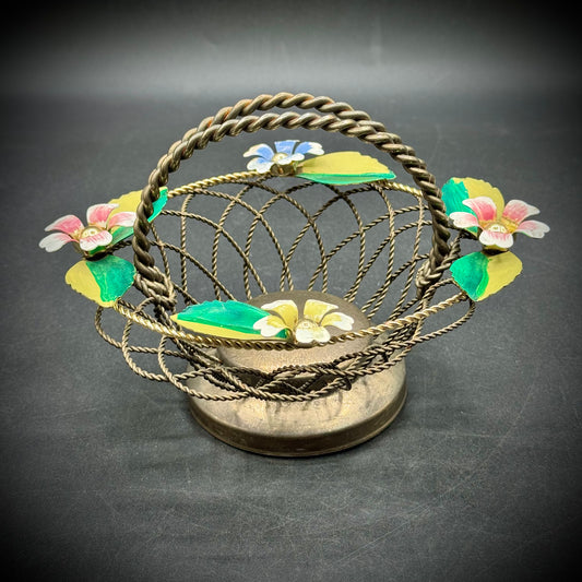 Vintage Studio Silversmiths Metal & Enamel Basket