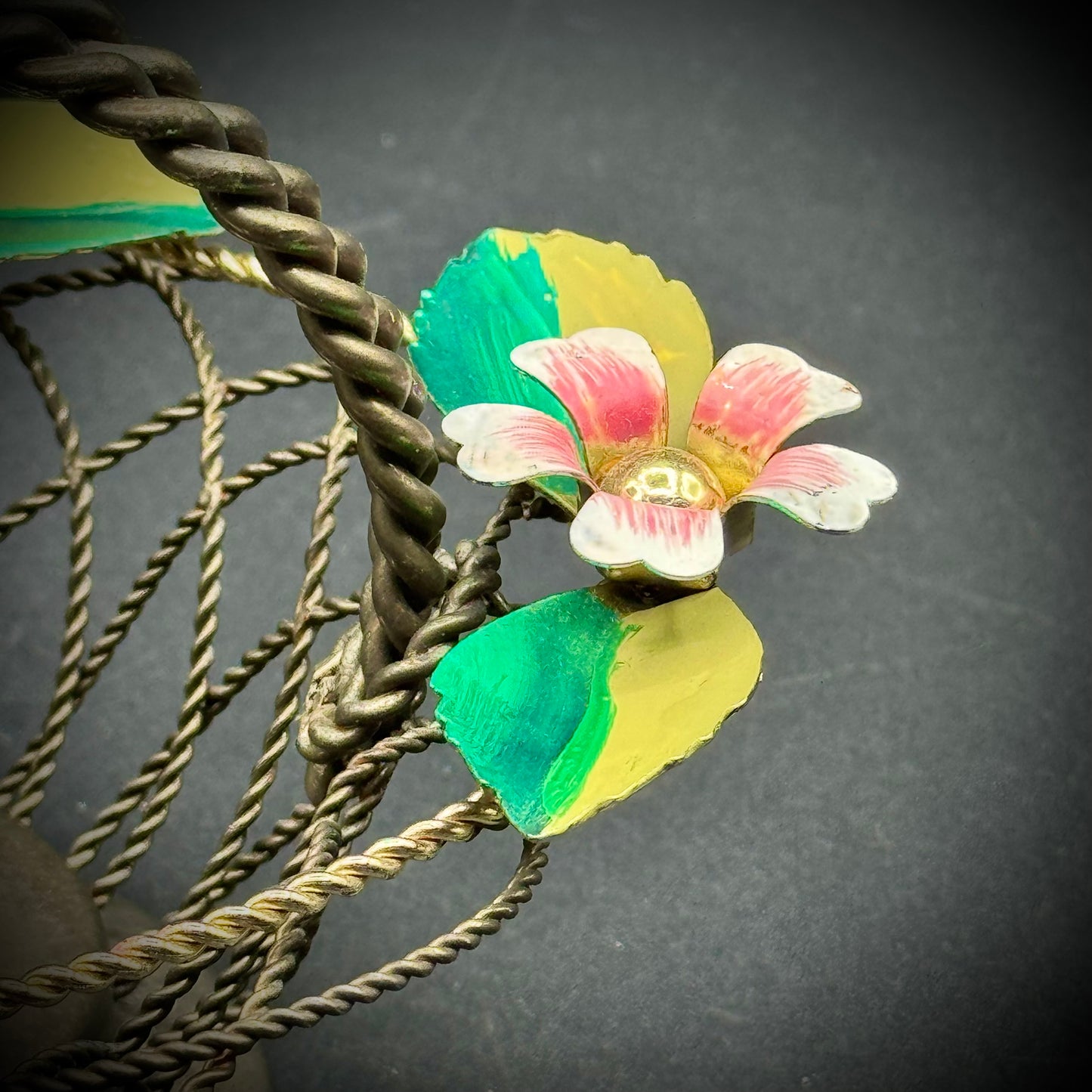 Vintage Studio Silversmiths Metal & Enamel Basket