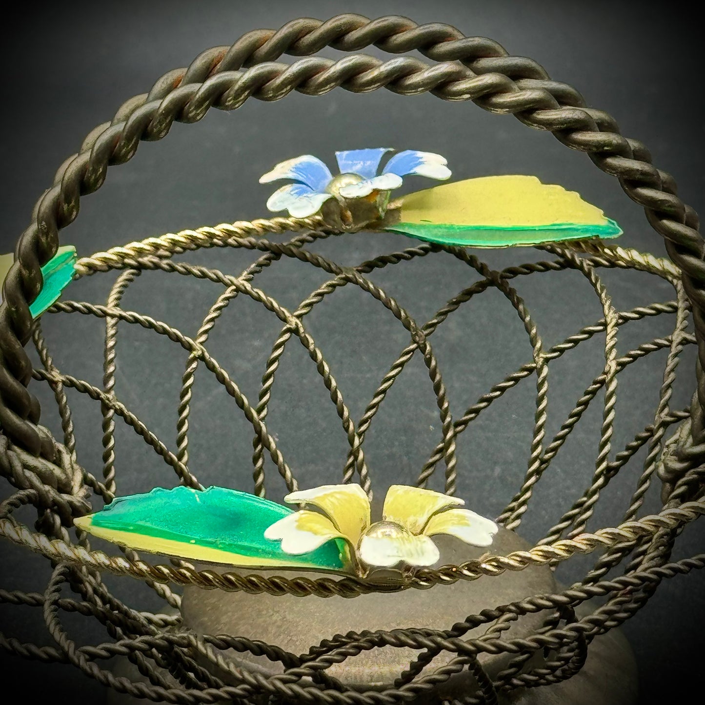 Vintage Studio Silversmiths Metal & Enamel Basket