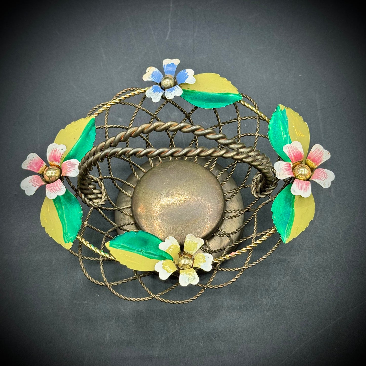 Vintage Studio Silversmiths Metal & Enamel Basket